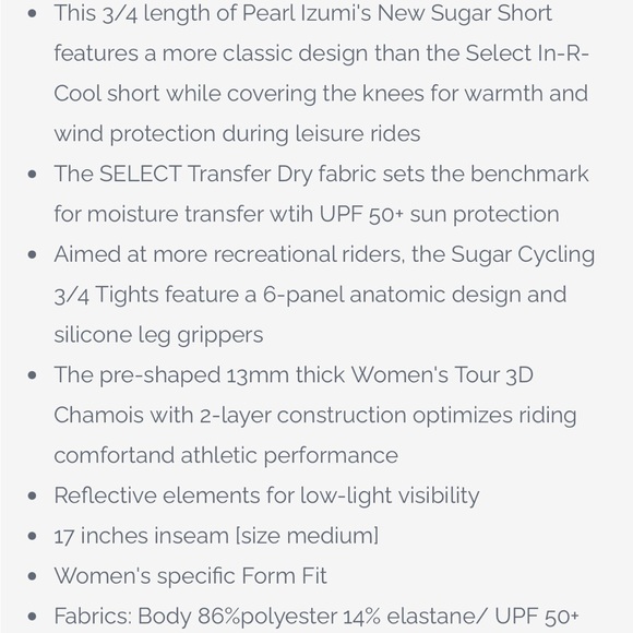 PEARL iZUMi Women's Sugar Cycling 3/4 Tight, Black/Purple Wine Padded Large - Picture 13 of 15